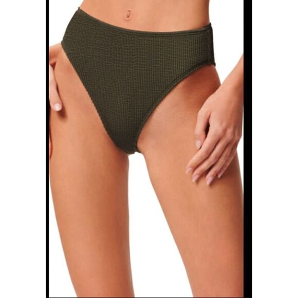 Good American Good Basic Crinkle Cheeky Bikini Bottom in Stormy001 Size 5/6 - Picture 1 of 4